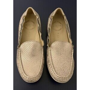 Women's Wirth Authentic Mocassins Slip-on Sz 8 Metallic Rose Gold Snake Embossed